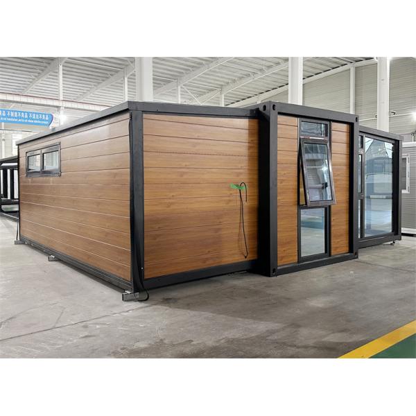 20ft brown expanded container house with glass curtain wall