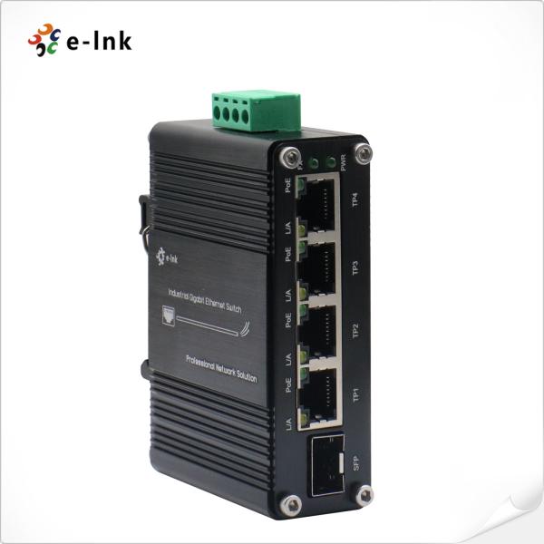 Buy Industrial 4 Port 10/100/1000M Unmanaged PoE Ethernet Switch With 1 Port 1000X Gigabit SFP at wholesale prices