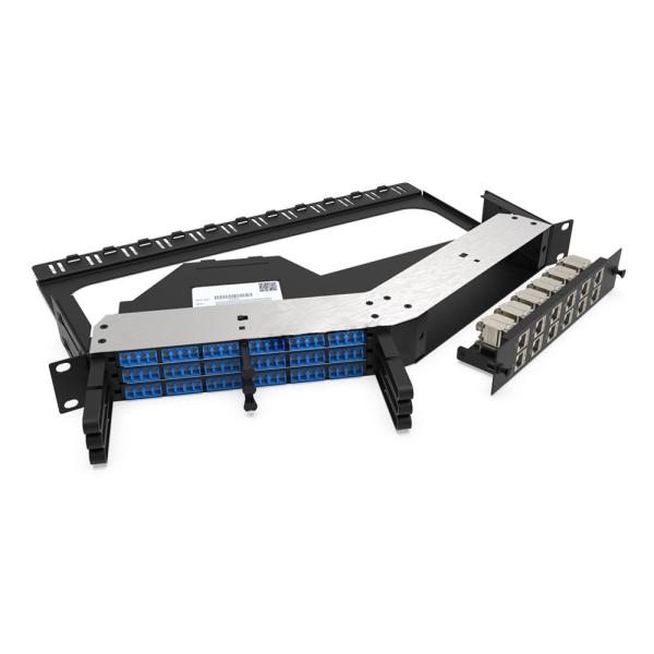 Rongbang RBTX-PP04 1U High Density Frame Hybrid Fiber & Copper Angled Modular Panel for Data Center Enterprise Network
