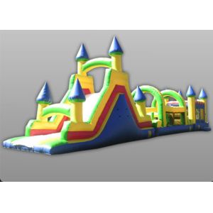 Blue Outdoor Inflatable Bounce House Obstacle Course For Competitive Game