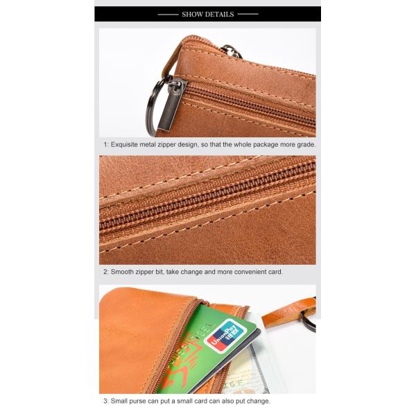 Genuine Leather Mini Multifunctional Coin Purse Retro Zipper Key Short Clutch Bag