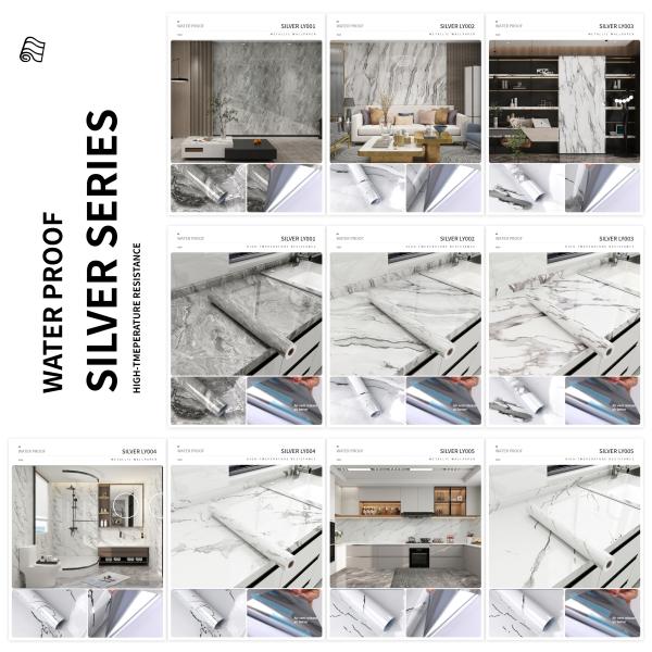 Glossy Marble Gold PVC Self-Adhesive Film for Furniture and Interior Decoration for Living Room