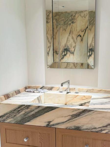 Buy Luxury Statuario Rosso Marble Vanity Top | Misty Pink with Silver Veins at wholesale prices