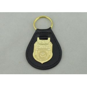 3D NCIS Personalized Leather Key Chain With Gold Plating Emblem