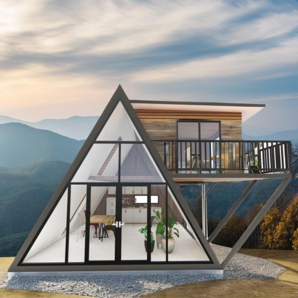 Portable Tiny Home Prefab Houses with Steel Frame Galvanized Steel Bending 180g and 50/75/100mm Wave Sandwich Panel Walls