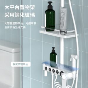 Polished White Brass Wall Mounted Rain Shower With Four Functions