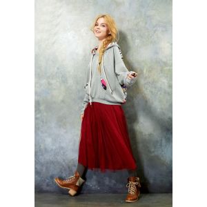 Ladies Hooded Sweatshirts , White Loose Fashion Jersey