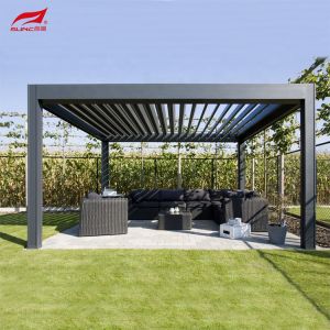 China Waterproof Manual Motorized Pergola Extruded Garden Aluminum Gazebo on sale