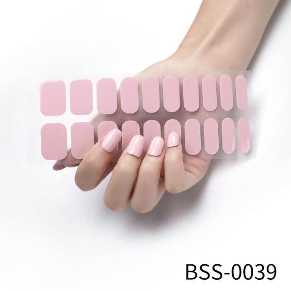 3D Solid Color Design Nail Strips Semi Cured Gel UV Nail Sticker For Girl Free Sample