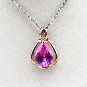 Women Jewelry 18K Rose Gold Plated 925 Silver 8mmx10mm Pear Pink Cubic Zircon