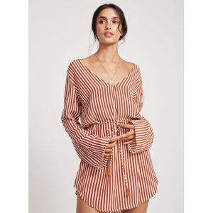 Summer Wholesale Design Striped Long Sleeve Casual Woman Dress