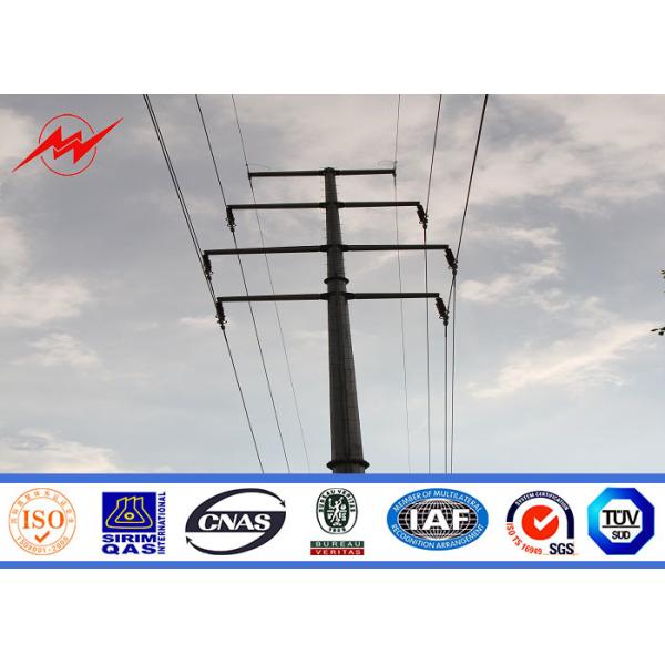 69kv Round Tapered Steel Utility Pole / Electric Light Pole For Electrical
