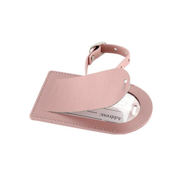 Door Shape PU Travel Baggage Tag Colorful Pantone Color With Buckle Strap