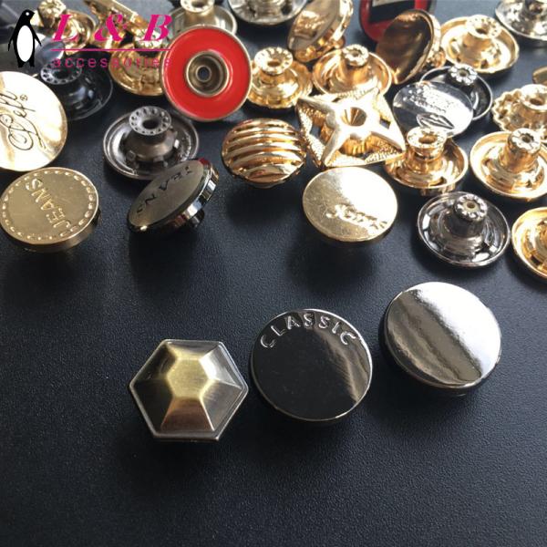 2021 New designs Custom Brand Name Shiny Gold Zamac demin Jeans Button