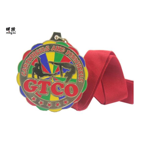Soft Enamel Fill Custom Sport School Awards Medals Zinc Alloy Material Flower