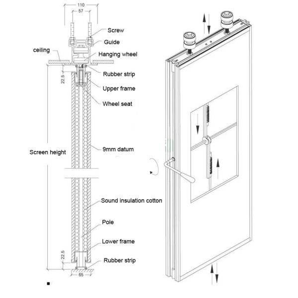 Modern MDF + Aluminum Movable Sliding Partition Walls / Acoustic Room Dividers