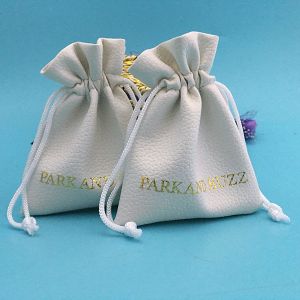 Waterproof 10x12cm Faux Pu Leather Drawstring Pouch