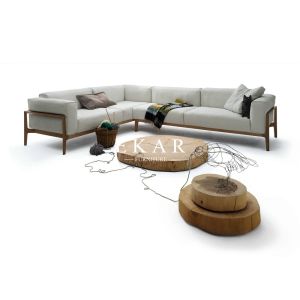 Italian Solid Wood Red Genuine Leather Sofa Set