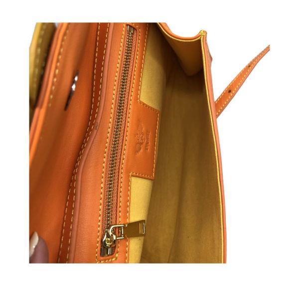 OEM ODM Genuine Leather Orange Tote Handbag For Women