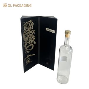 XL Packaging Custom Packaging Factory Customized Black Magnet Gold Foil Wine Box