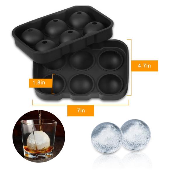 Ice Cream Makers Stocked 6 Cavity Food Grade Silicone Ice Cube Ball Tray Mold With Lid