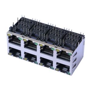 Quality XRJD-S-24-8-8-4 Multi - Port 2 x 4 Port 8P8C RJ45 Female Connector LPJE108XAHNL for sale