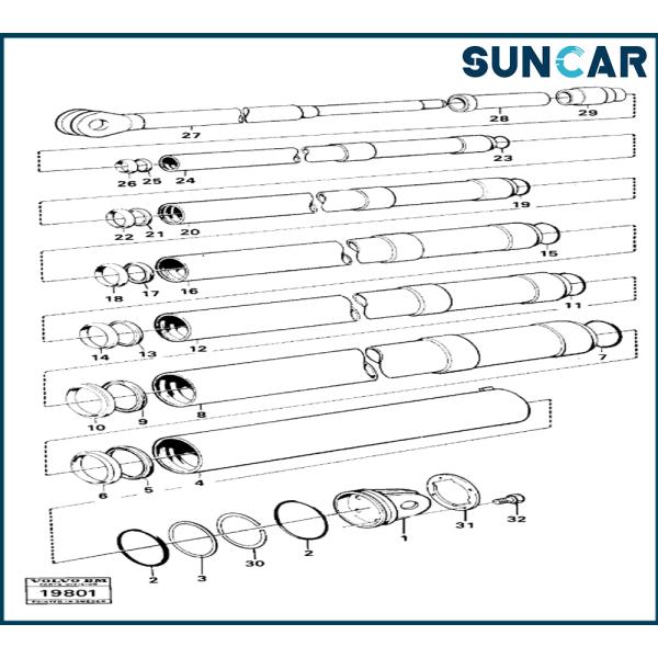 SUNCARVO.L.VO VOE 6630852 VOE6630852 Cylinder Seal Kit For 5350B, 861, A20, A25