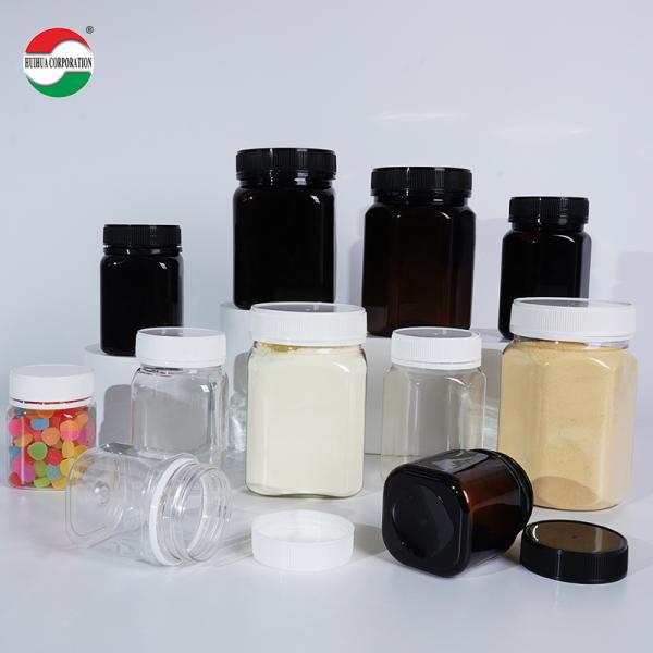 Buy Black Custom Food Grade Airtight Plastic PET Jar Sealed with Aluminum Gasket for Dried Fruit Snack Chocolate Honey at wholesale prices