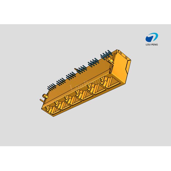 RJ45 6-port jack Cat.5 THT angled