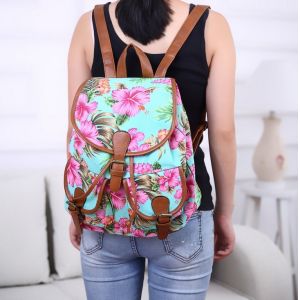 New wave canvas printing leisure backpack schoolbag travel Female