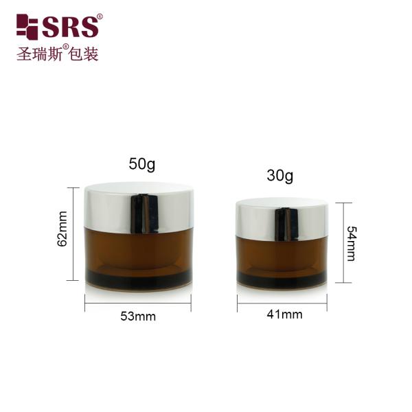 J0210B 30g 50g Round Plastic Double Wall Clear Painted Custom Color Jar Container For Facial Cream