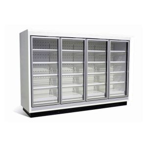 Customized Multideck 2 Glass Doors Display Refrigerated Cabinet with Frameless