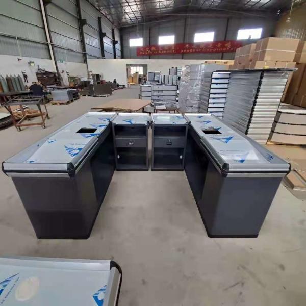 Gondola Supermarket Checkout Counter Stainless Steel Material Powder coating
