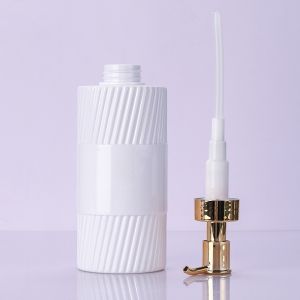 500ml White/Black PET Smooth Bottle With Gold Pump Head For shampoo lotion