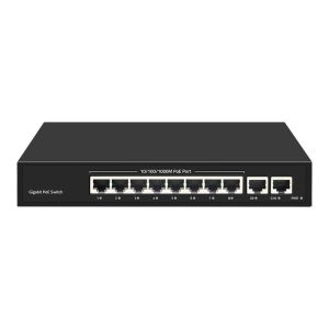 10-Port Gigabit PoE Switch with SFP Fiber Port 30W Power VLAN SNMP QoS Functions