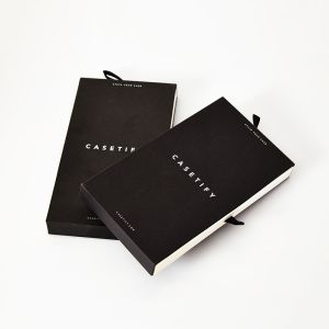 Customized Logo Black Cardboard Mobile Phone Case Packaging Drawer Box