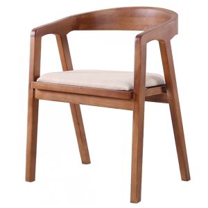 Quality Modern Solid Wood Chairs Dining Furniture With Leather Seater And Armrest for sale