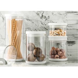 Quality Watertight Empty Glass Containers Heat Resistant Transparent Scaled Milk Powder Jar for sale