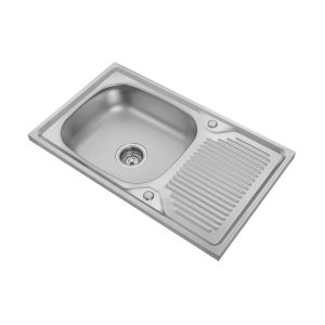Above Counter Big Basin SS Kitchen Sink With Single Drainboard