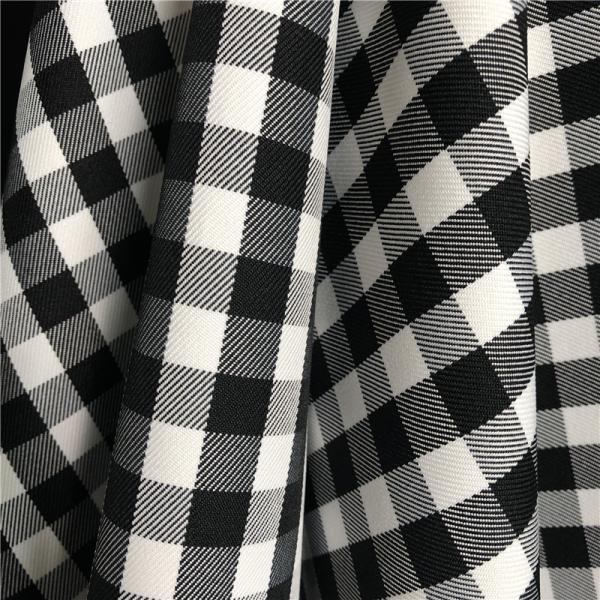200gsm Density Customizable Black And White Plaid Fabric Twill Cloth For Lady Dress RZ18042