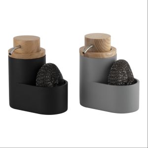 2N1 Polyresin Kitchen Organize Utensil Caddy Kitchen Soap Pump With Jumbo Wooden