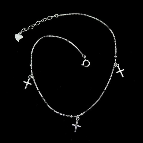 Buy Cross Shape Plain Silver Bracelet / Simple Design Silver Rope Bracelet at wholesale prices