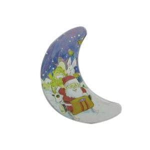 Metal Empty Christmas Gift Boxes , Moon Shaped Box For Food Package