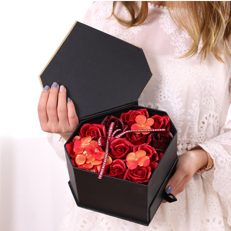 Custom Pink Diamond Preserved Rose Packaging Box Flower Bouquet Shipping Box