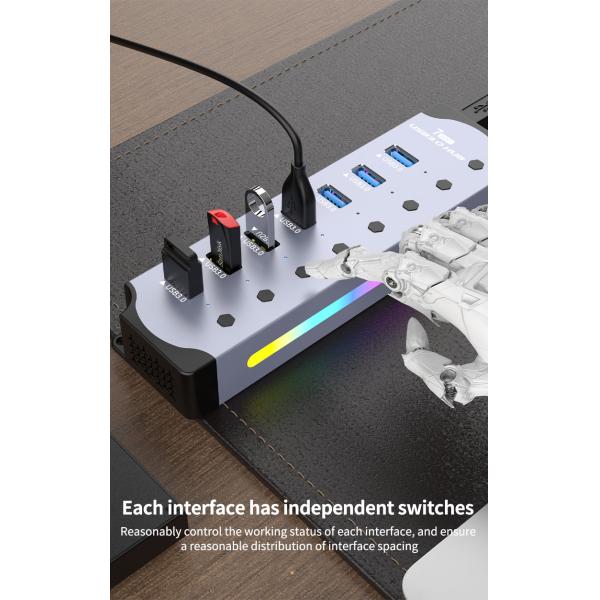 Customized Logo Accepted Speed USB 3.0 Hub with 7 Ports and Aluminum Alloy Design