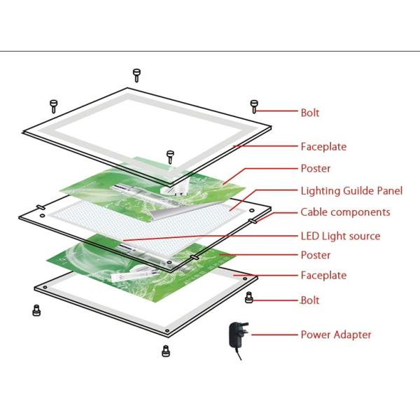 Rectangle Wall Crystal LED Light Box / Aluminum Frame Light Box Supler Thin