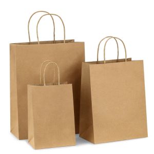 China Customized Eco-friendly Brown Gift Bags Kraft Gift Paper Bags on sale