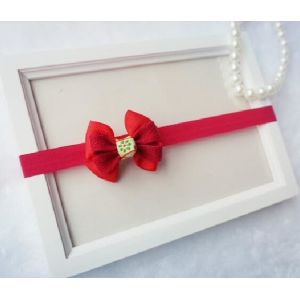 16mm Pink / Red Elastic Hair Bands For Baby Polyester / Spandex Material