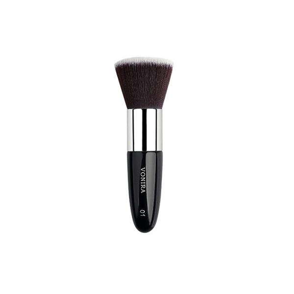 Buy Private Label Luxury Duo Color Flat Kabuki Makeup Brush With Short Black Handle at wholesale prices