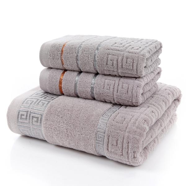 White Plain Forged Cotton Washcloth Bath Towel Absorbent 3-Piece Gift Box with Return Gift Cover